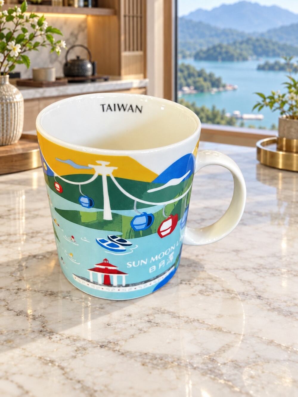 Starbucks Taiwan Sun Moon Lake 2014 16 oz City Mug Cable Car